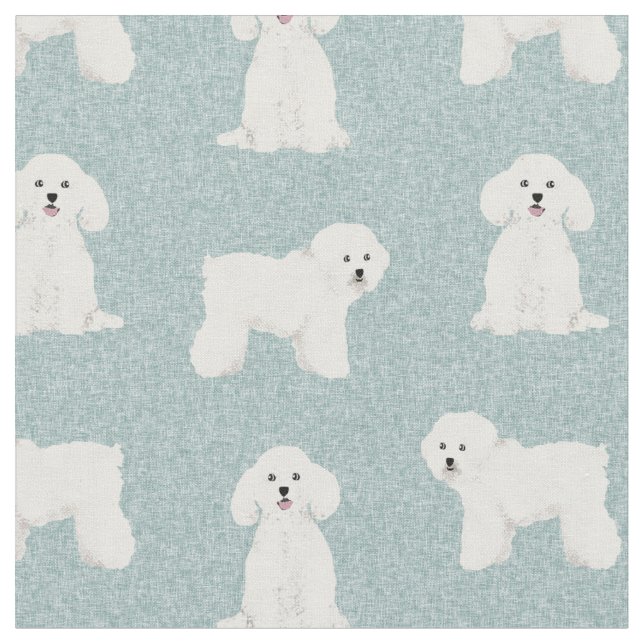 Tissu Bichon Frise bleu clair (Fermer)
