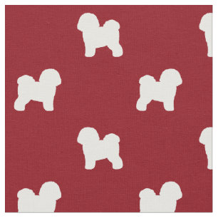 Tissu Bichon Frise Chien Silhouettes Motif Rouge et blan