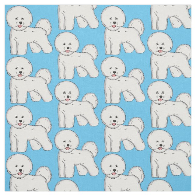 Tissu Bichon frise dog dessin animé (Échantillon)