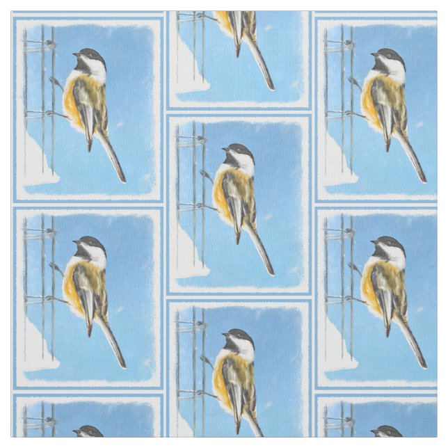 Tissu Bickadee sur la peinture d'alimentation - Oiseaux  (Échantillon)