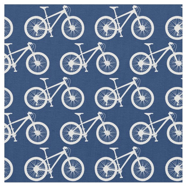 Tissu Bicyclettes blanches Motif sur bleu marine (Fermer)