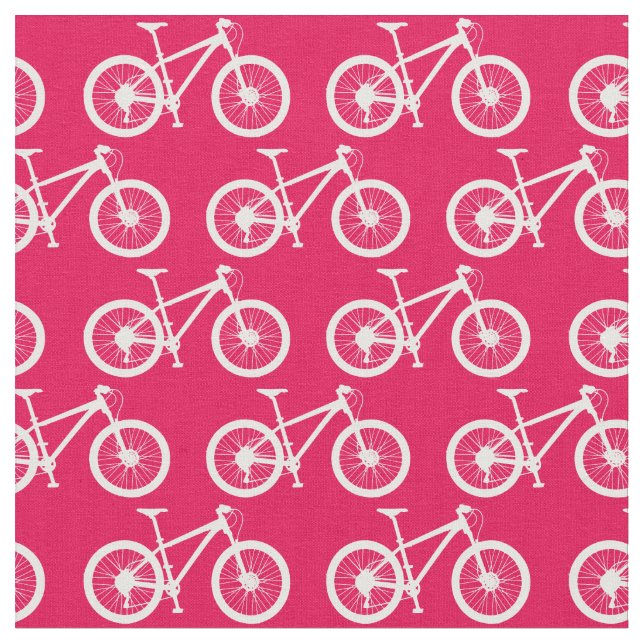 Tissu Bicyclettes blanches Motif sur rose (Fermer)