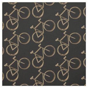 Tissu Bicyclettes noires de motif de vélo d'or faisant