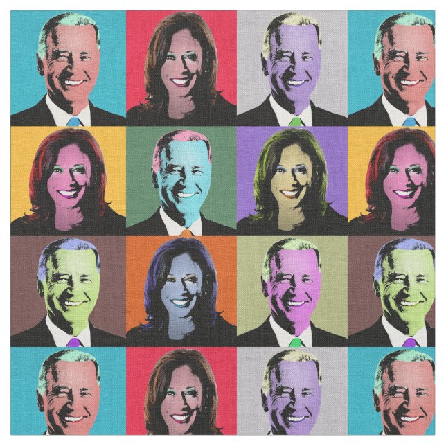 Tissu Biden Harris Pop Art (Neon) (Fermer)