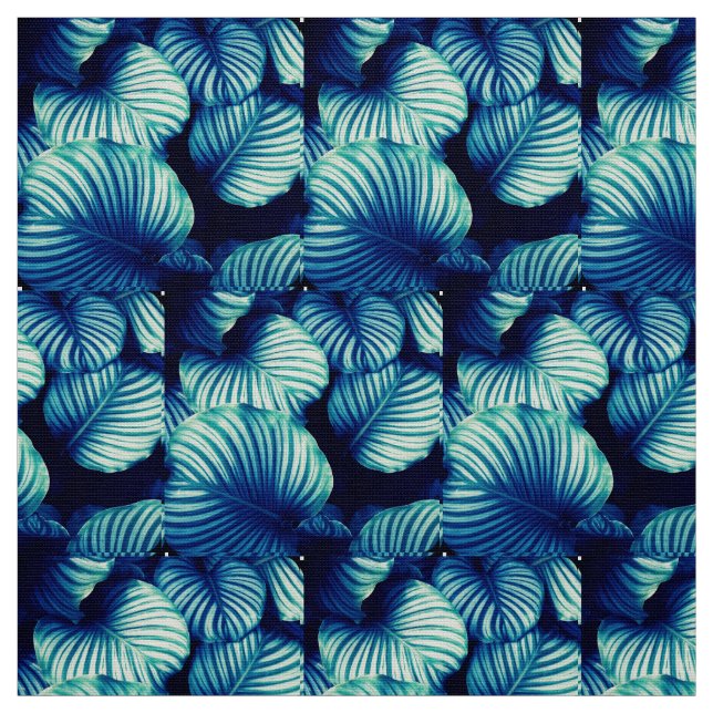 Tissu Big Blue Tropical Feuilles Fabric (Échantillon)