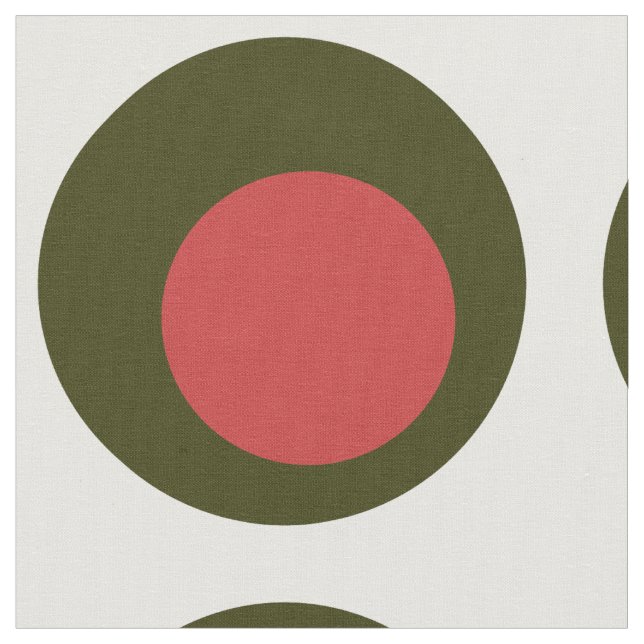Tissu Big Polka Dot Motif / Olive vert avec Pimento (Fermer)