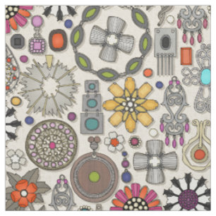 Tissu bijou boho trésors lin