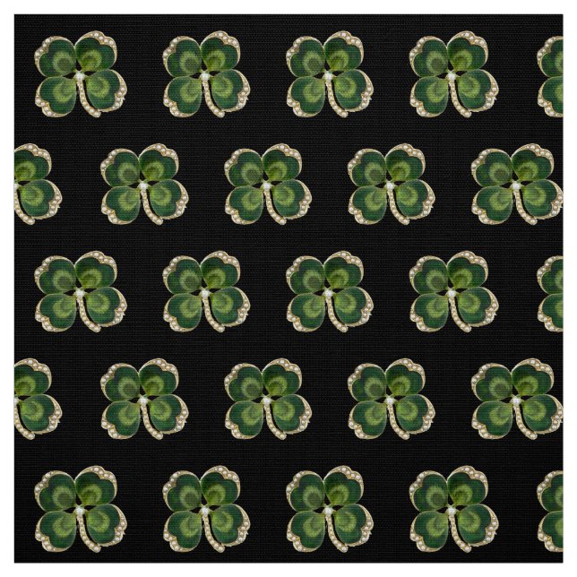 Tissu Bijou Shamrock Gold Saint Patrick avec perles (Échantillon)