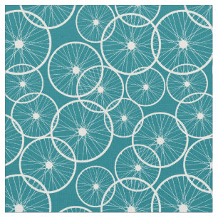 Tissu Bike Wheels Motif bleu et blanc