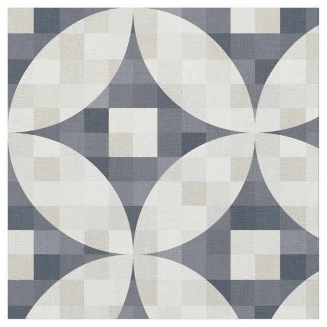 Tissu Bilan moderne du milieu du siècle bleu gris & beig (Fermer)