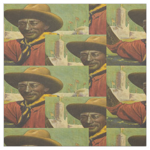 Tissu Bill Pickett Black Cowboy Steer Wrestler Fabric