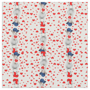 Tissu Billy Goat avec Valentines et Coeurs rouges