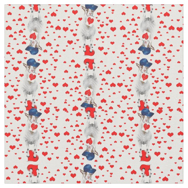 Tissu Billy Goat avec Valentines et Coeurs rouges (Fermer)