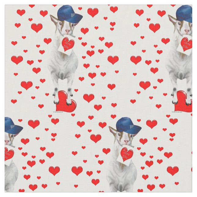 Tissu Billy Goat avec Valentines et Coeurs rouges (Fermer)