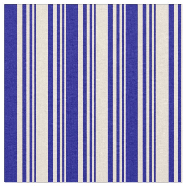 Tissu Bisque & Bleu foncé Motif des rayures (Fermer)