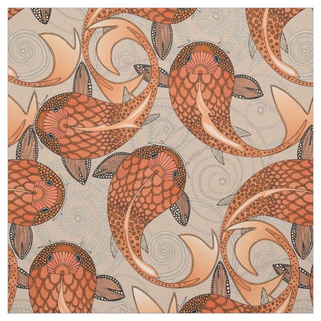 Tissu bisque de poisson paisley (Échantillon)