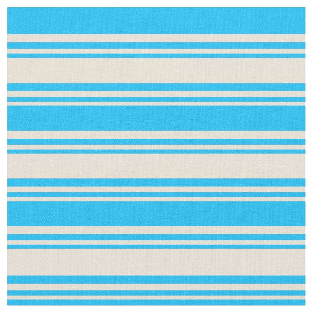 Tissu Bisque et ciel profond Bleu raypes (Fermer)