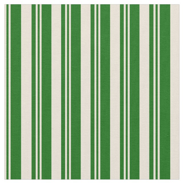Tissu Bisque et rayures de couleur vert foncé (Fermer)