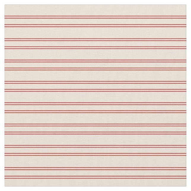 Tissu Bisque et rouge Motif de Stripes (Fermer)