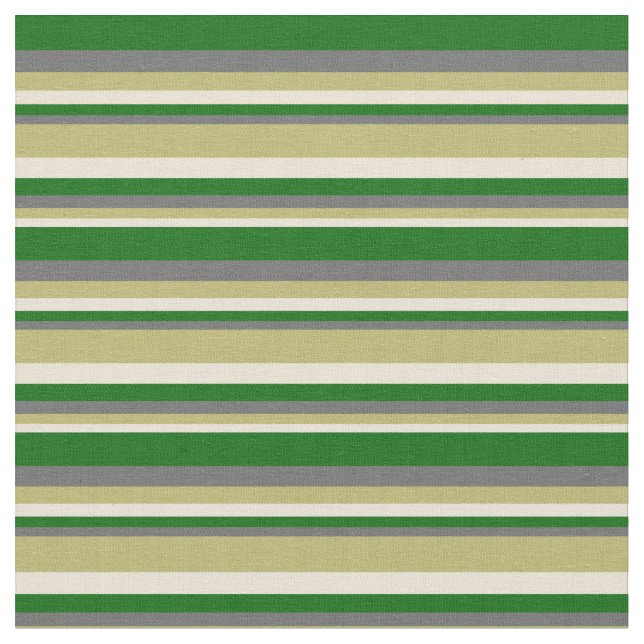 Tissu Bisque, Khaki foncé, Gris foncé et Lignes vertes f (Fermer)