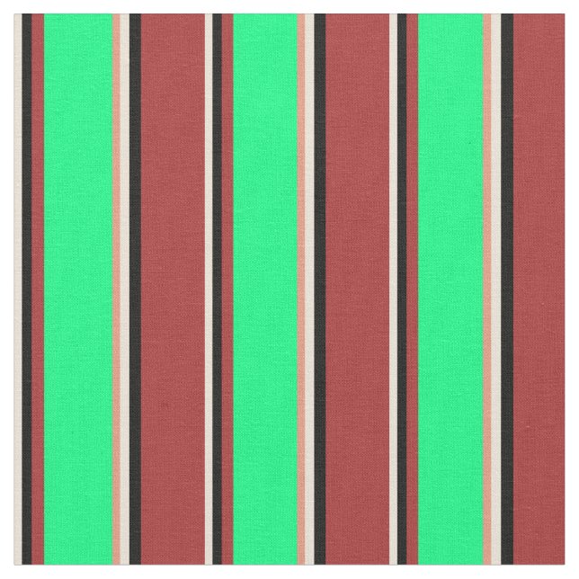 Tissu Bisque, Noir, Brown, Vert et Saumon foncé (Fermer)