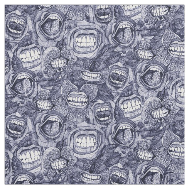 Tissu BITE ME orchidées et INDIGO rose (Échantillon)