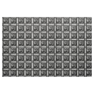 Tissu Black and White Music Notes Coeurs et rayures