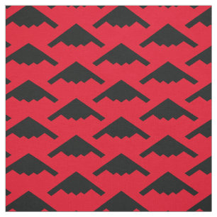 Tissu Black B-2 Spirit Bomber Motif furtif sur rouge