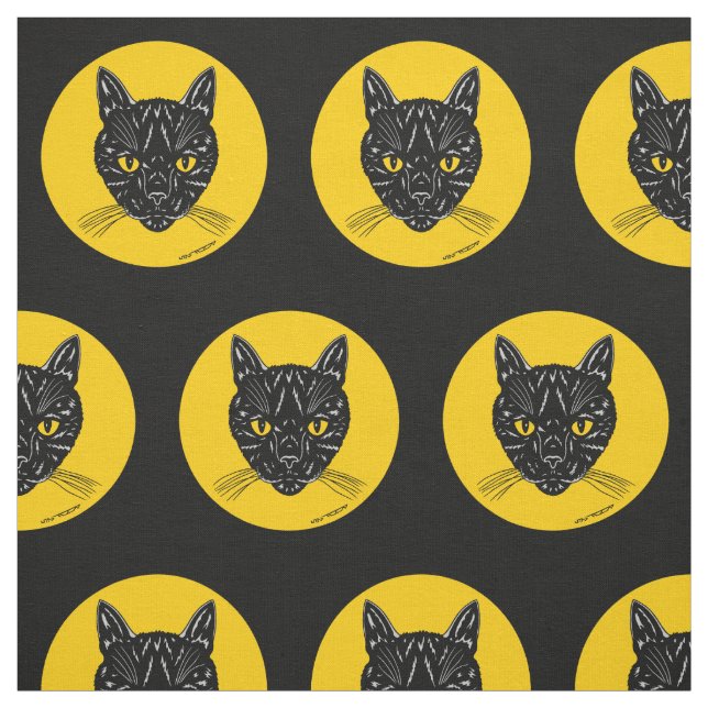 Tissu Black Cat Face (Échantillon)