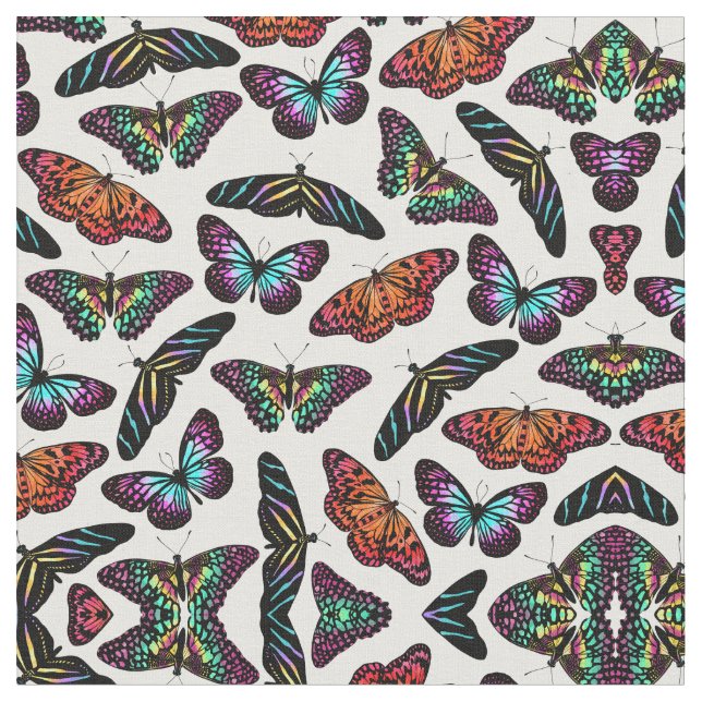 Tissu Black Colorful Butterflies (Fermer)