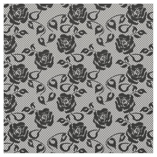 Tissu Black lace pattern on white background (Fermer)