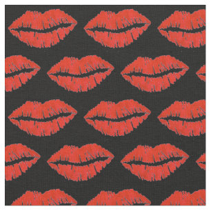 Tissu Black Red Lips Baiser Baiser Imprimer Valentine Am