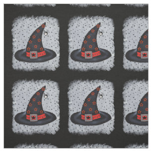 Tissu Black Witch Casquette Spider Orange Black Stars