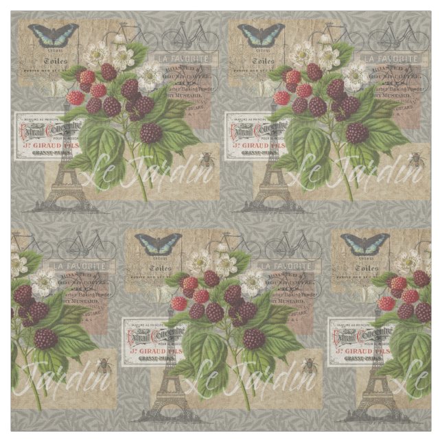 Tissu Blackberries Floral Garden Flower Papillon Art (Échantillon)