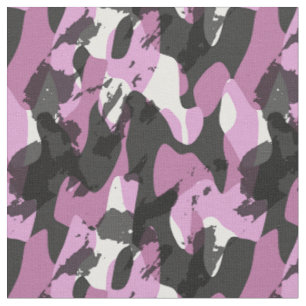 Tissu Blanc avec des nuances de camouflage abstrait rose