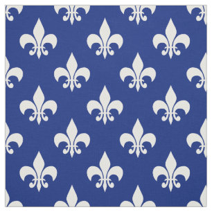 Tissu Blanc bleu Fleur de lis Textile