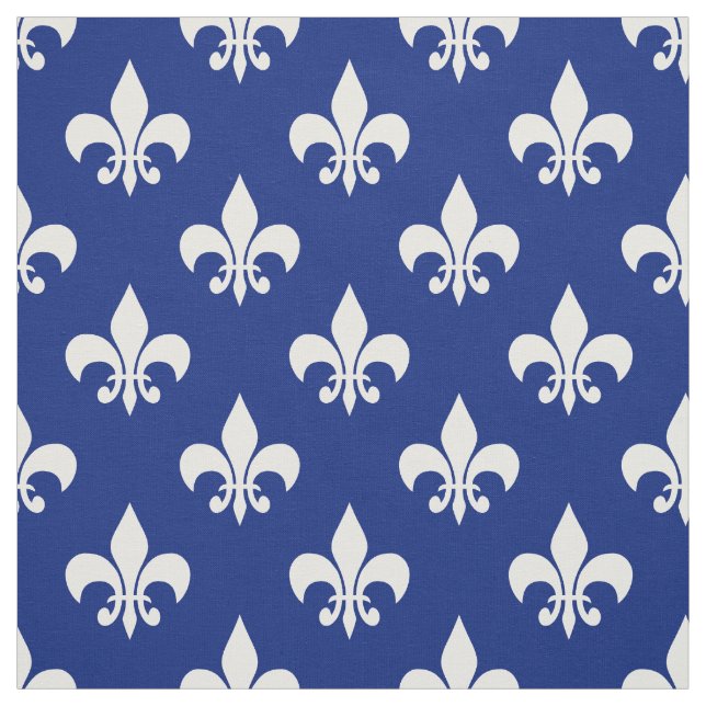 Tissu Blanc bleu Fleur de lis Textile (Échantillon)