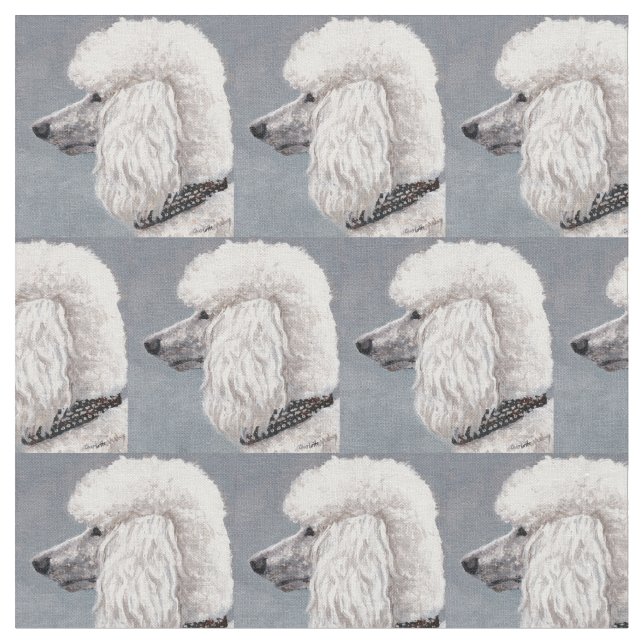 Tissu blanc d'art de chien de caniche (Fermer)