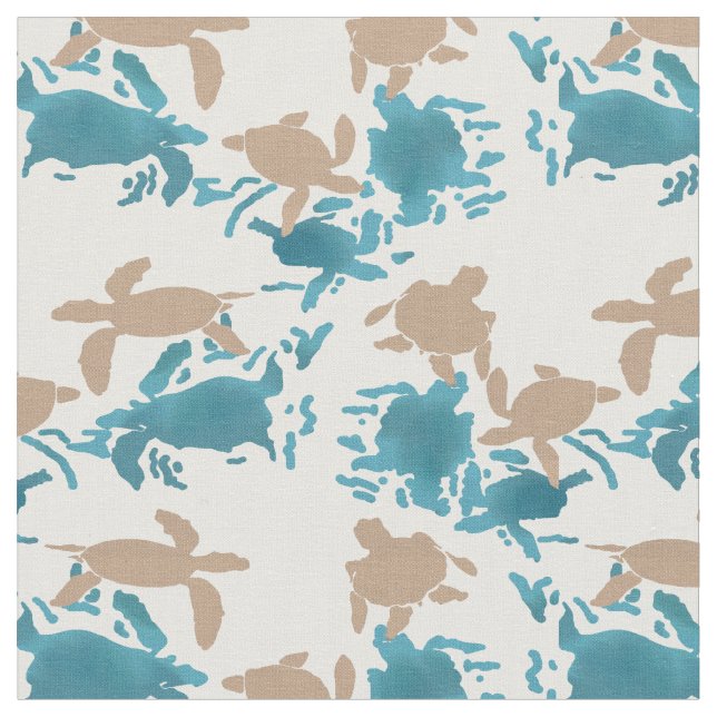 Tissu Blanc de motif de tortue de natation (Fermer)