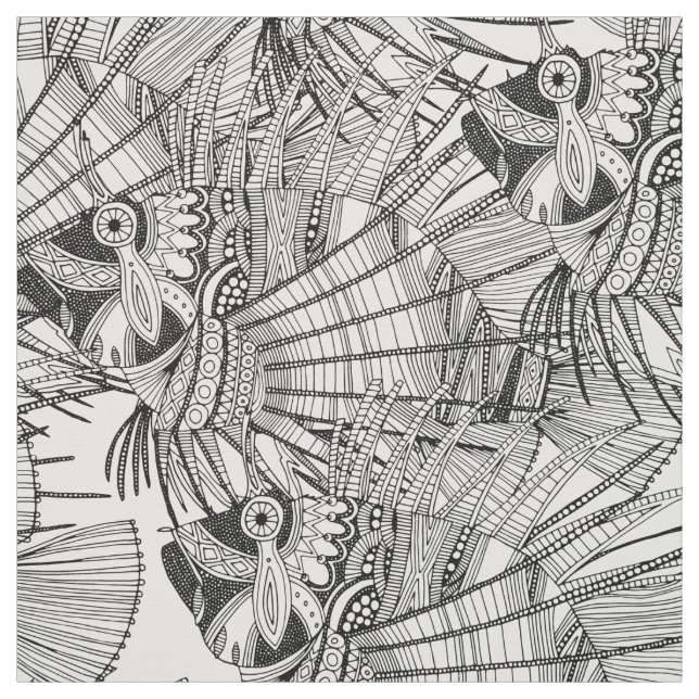 Tissu blanc de noir de mirage de poissons (Échantillon)