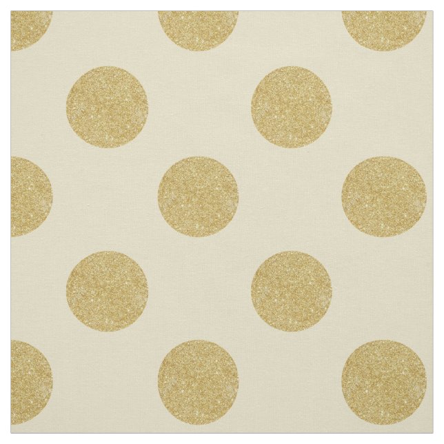 Tissu : Blanc et pois d'or de faux (Échantillon)