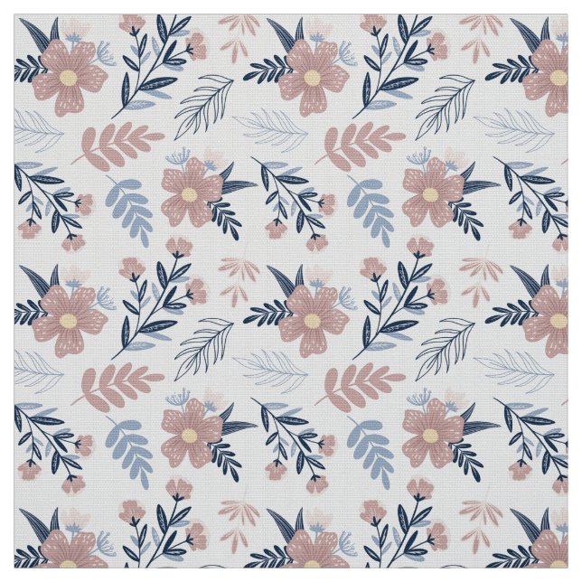 Tissu Blanc Floral Chic Par Le Quartier Gras Du Ja (Échantillon)