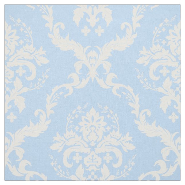 Tissu Blanc Floral Damas Custom Light Blue Arrière - pla (Échantillon)