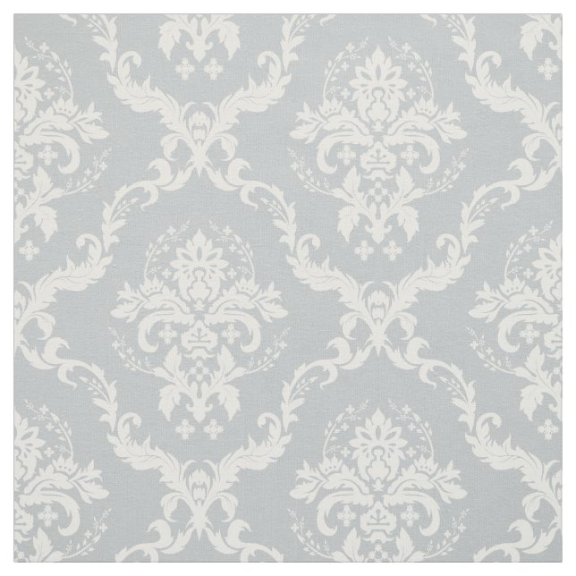 Tissu Blanc Floral Damas Custom Light Grey Arrière - pla (Échantillon)
