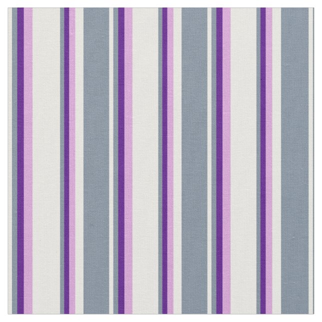 Tissu Blanc, gris ardoise clair, couleur Indigo & Plum (Fermer)