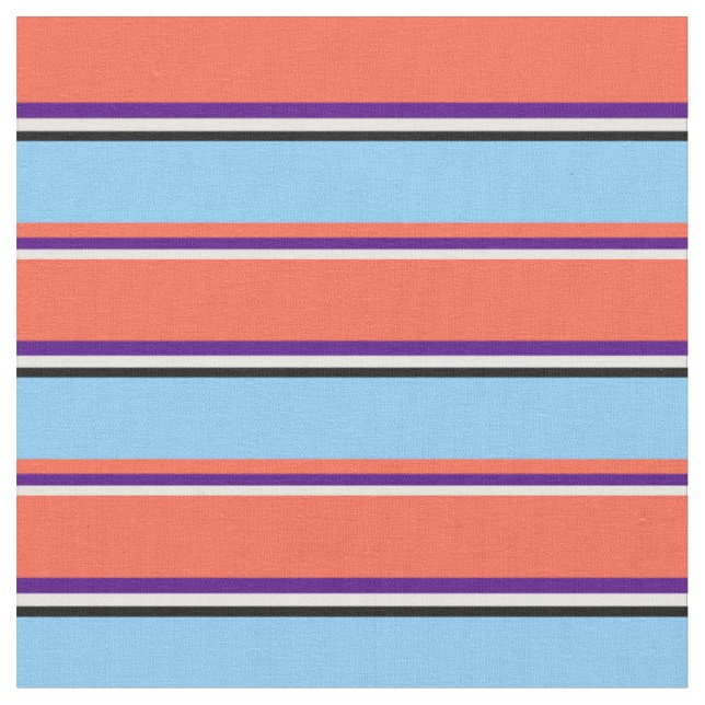 Tissu Blanc, Indigo, rouge, bleu ciel clair et noir (Fermer)