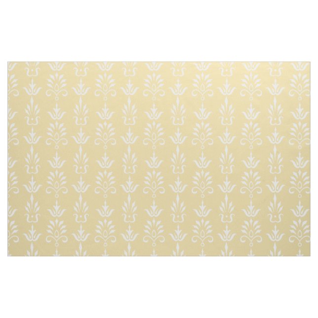 Tissu blanc jaune élégant damassé (Fat Quarter)