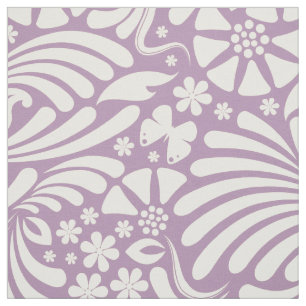Tissu Blanc & Lavande Floral Motif baroque