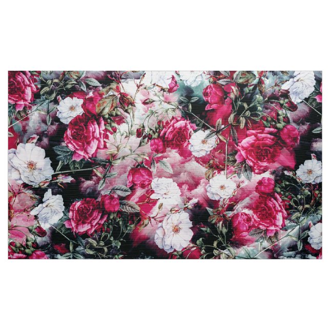 Tissu blanc mauve rose floral de roses victoriens (Yard)