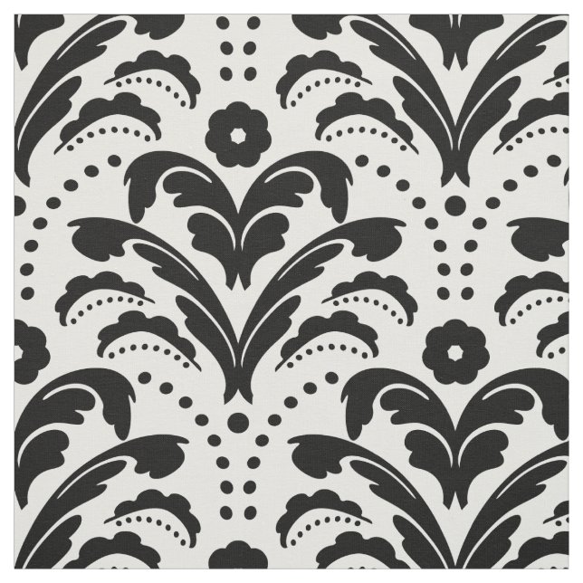 Tissu Blanc noir classique de damassé florale des années (Échantillon)